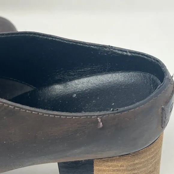 Sorel Addington Mules 10 women shoes stacked heel brown leather