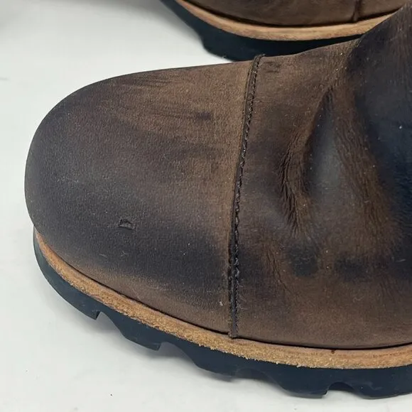 Sorel Addington Mules 10 women shoes stacked heel brown leather