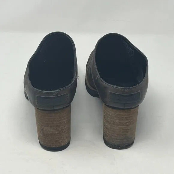 Sorel Addington Mules 10 women shoes stacked heel brown leather