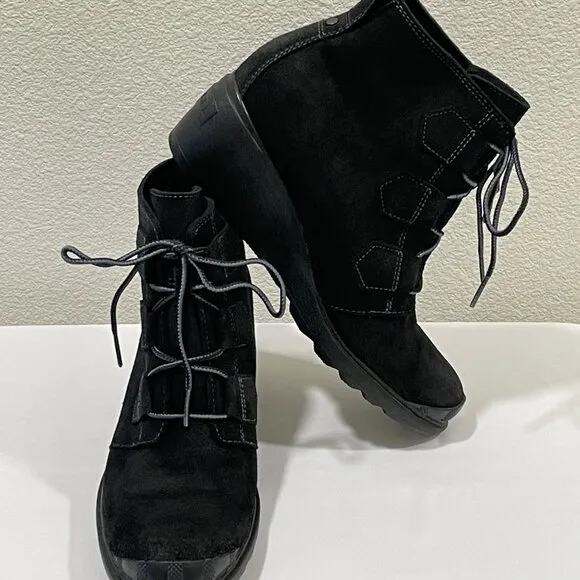 SOREL &quot;Toronto&quot; NL2115-010 Suede Wedge Ankle Boot Waterproof, Black - 9/40