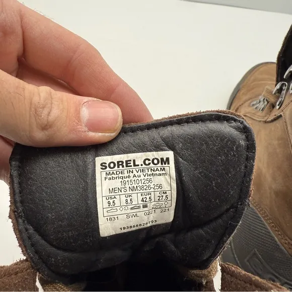 Sorel Ankeny II Boots Mens 9.5 Leather Ankle Waterproof Shoes Hiking NM3826-256