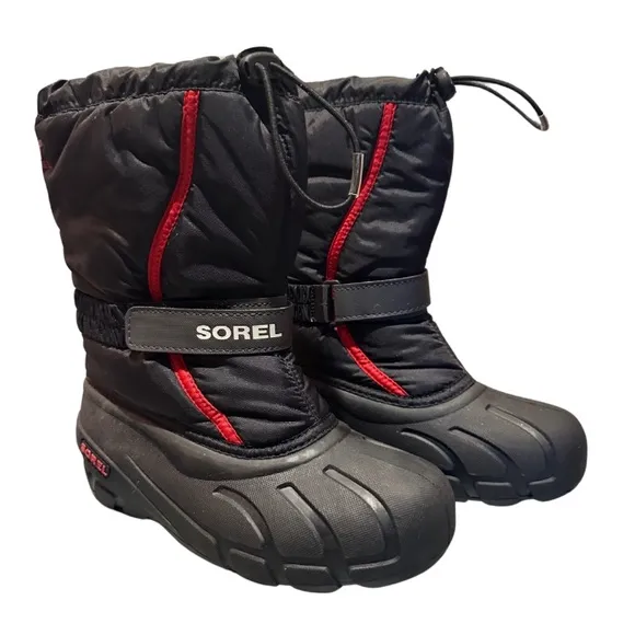 Sorel Black and Red Winter Boots