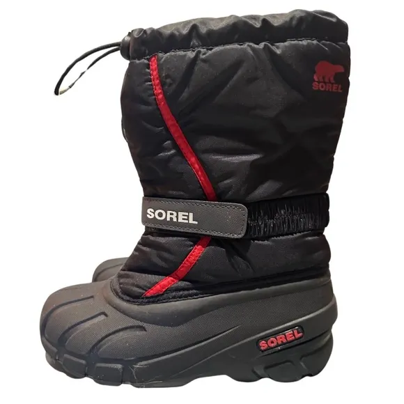Sorel Black and Red Winter Boots