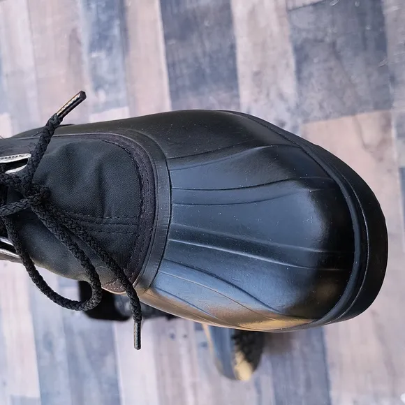 Sorel Black Faux Fur Wool lined Rubber  Winter Boots sz 9 Women's
