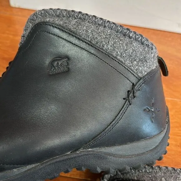 Sorel Black Leather Joliette Thinsulate Waterproof Ankle Boots Size 8