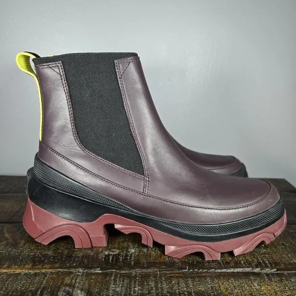 Sorel Brex Chelsea Heeled Womens Size 9.5 Waterproof Pull On Boots Purple Red