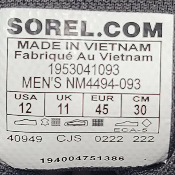 Sorel Caribou OTM  Men's Gray Waterproof Chukka Boots US Size 12 NWOT