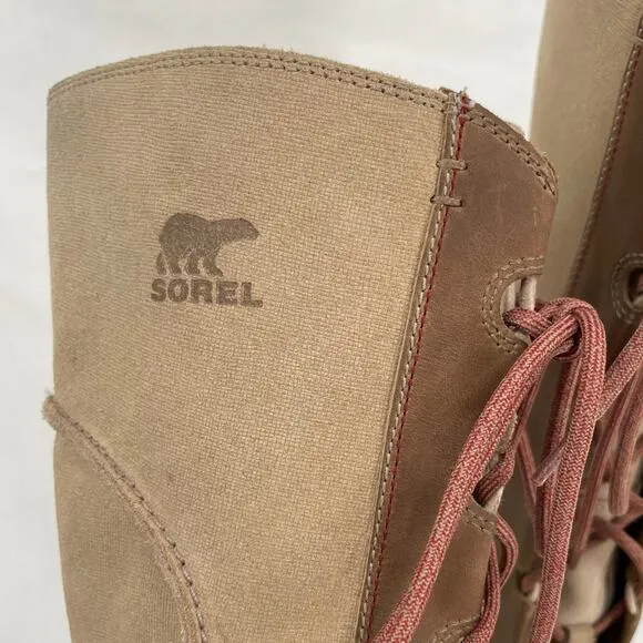 Sorel Cate The Great Wedge Tall Leather Laced Boots Crouton Sanguine Tan Size 7