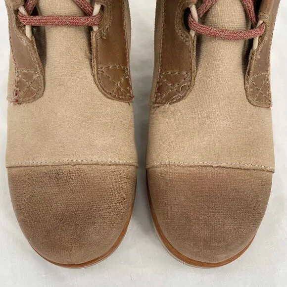 Sorel Cate The Great Wedge Tall Leather Laced Boots Crouton Sanguine Tan Size 7