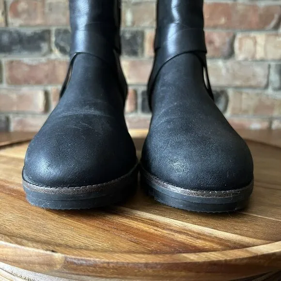 Sorel Cate WP Waterproof Ankle Booties Women's 8 Shoes Black Leather Buckle