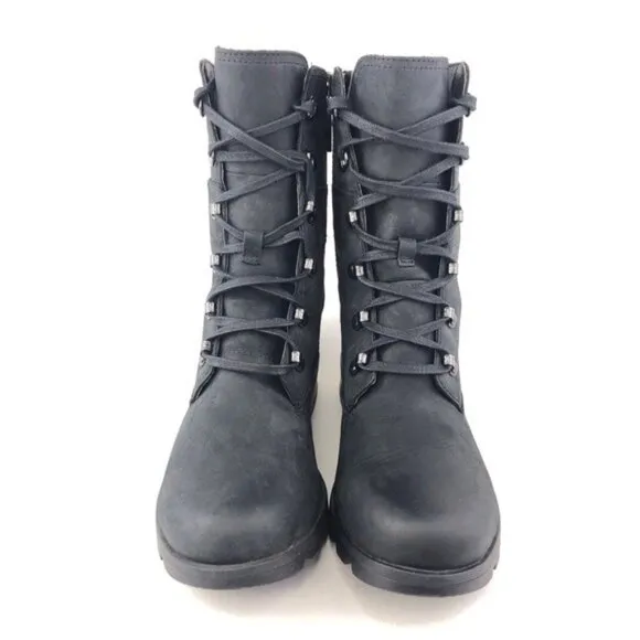Sorel Emelie Conquest Black Leather Winter Boots 10