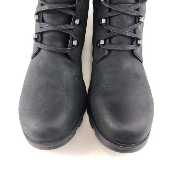 Sorel Emelie Conquest Black Leather Winter Boots 10