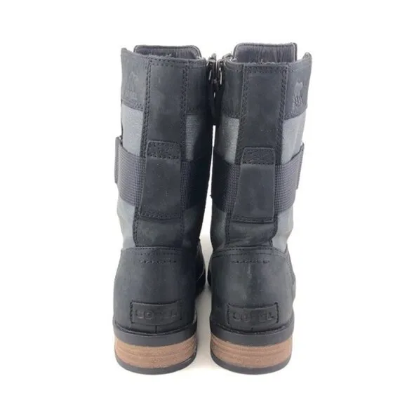 Sorel Emelie Conquest Black Leather Winter Boots 10
