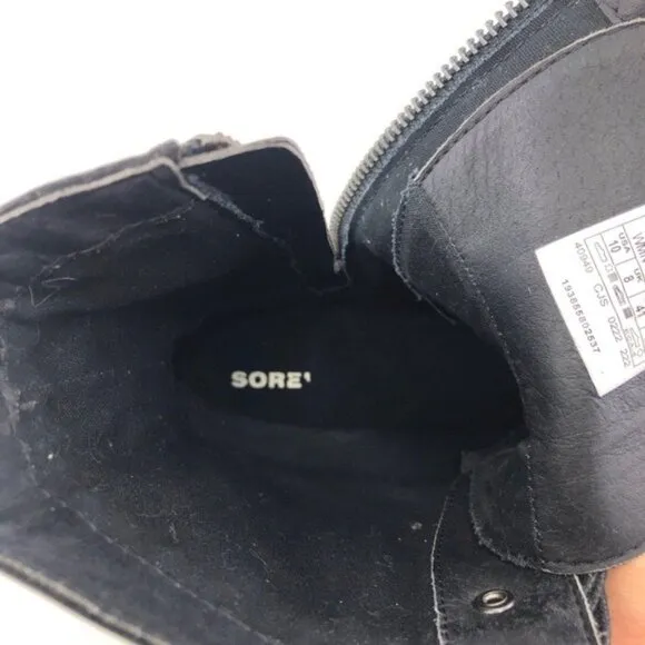 Sorel Emelie Conquest Black Leather Winter Boots 10