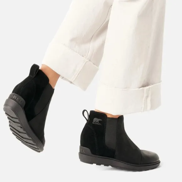 Sorel Evie Pull-on Leather Boots Black Size 8.5