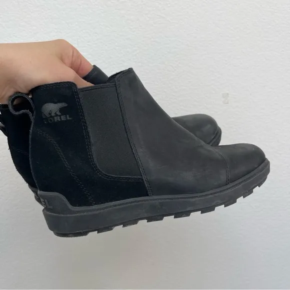 Sorel Evie Pull-on Leather Boots Black Size 8.5