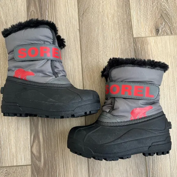 Sorel Grey Snow Commander Boots Boys Size 12