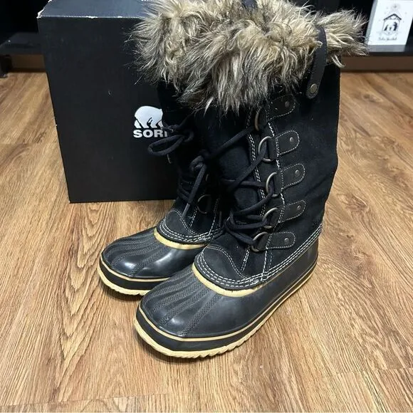 SOREL Joan of Arctic black waterproof snow winter boots shoes women’s 7