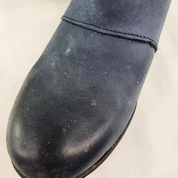 Sorel Joan of Arctic Wedge Chelsea Boots US 8.5 Blue Leather Ankle Booties Boot
