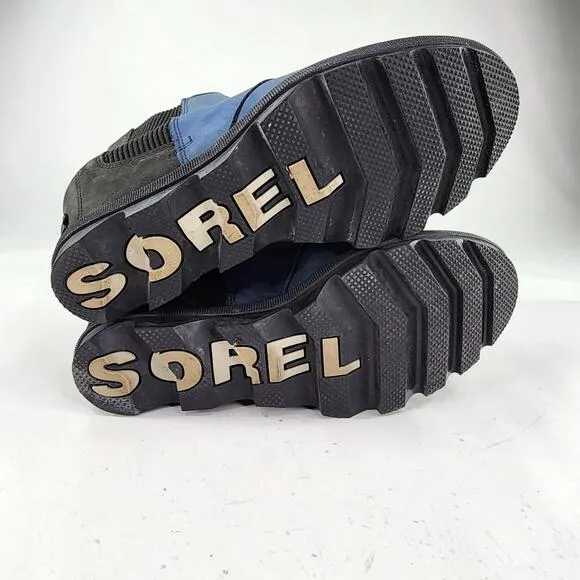 Sorel Joan of Arctic Wedge Chelsea Boots US 8.5 Blue Leather Ankle Booties Boot