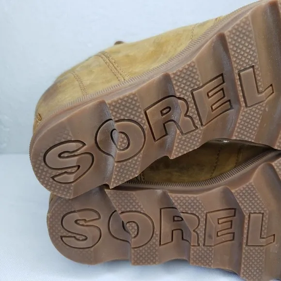 Sorel Joan Of Arctic Wedge II Camel Brown Leather Wedge Ankle Boots