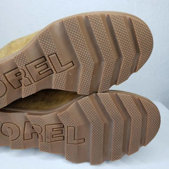 Sorel Joan Of Arctic Wedge II Camel Brown Leather Wedge Ankle Boots