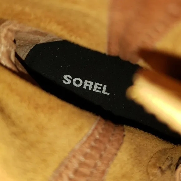 Sorel Joan Of Arctic Wedge II Camel Brown Leather Wedge Ankle Boots