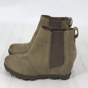 Sorel Joan of Arctic Wedge Leather Slip On Ankle Boots Womens  6