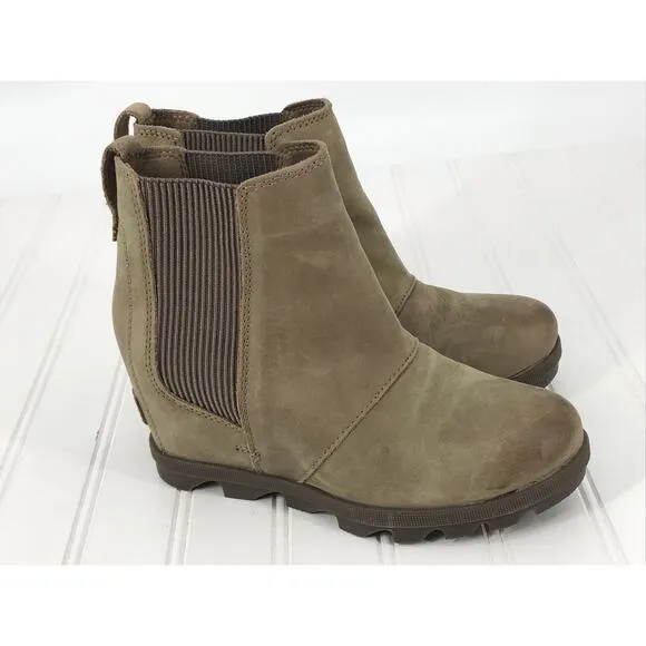 Sorel Joan of Arctic Wedge Leather Slip On Ankle Boots Womens  6