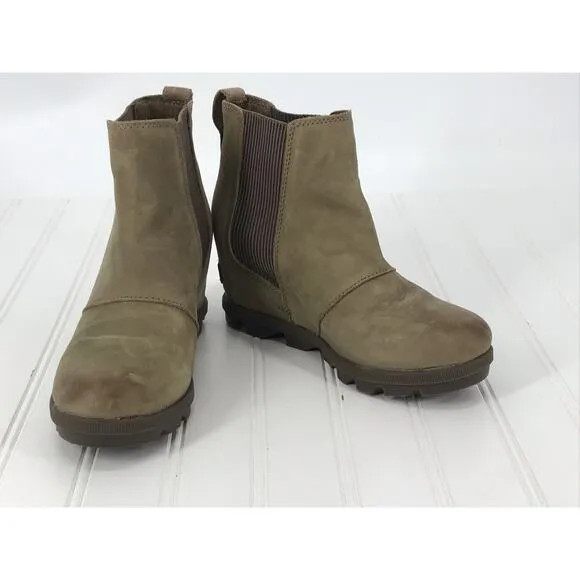 Sorel Joan of Arctic Wedge Leather Slip On Ankle Boots Womens  6