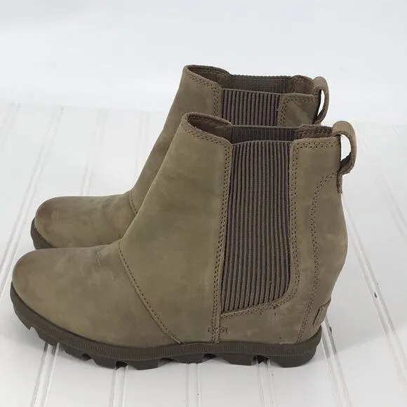 Sorel Joan of Arctic Wedge Leather Slip On Ankle Boots Womens  6
