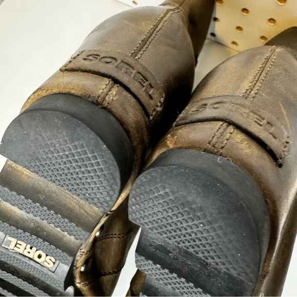 Sorel | Joan of Arctic Wedge Waterproof Winter Bootie in Distressed Tan Sz. 8