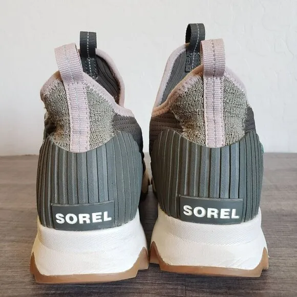 Sorel Kinetic Slip-On Knit Sneakers Shoes Adjustable Alpine Tundra Green Size 9
