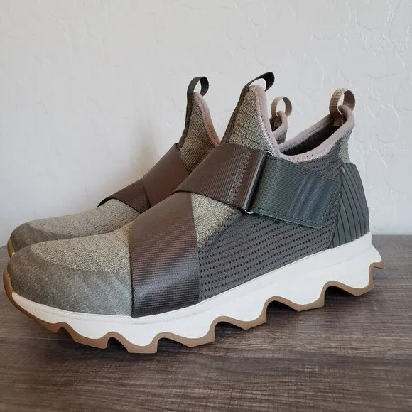 Sorel Kinetic Slip-On Knit Sneakers Shoes Adjustable Alpine Tundra Green Size 9