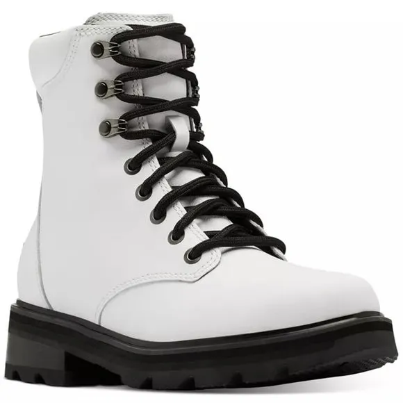 Sorel Lennox White Lace Leather Waterproof Ankle Short Boots Bootie Shoes NEW