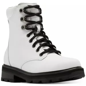 Sorel Lennox White Lace Leather Waterproof Ankle Short Boots Bootie Shoes NEW