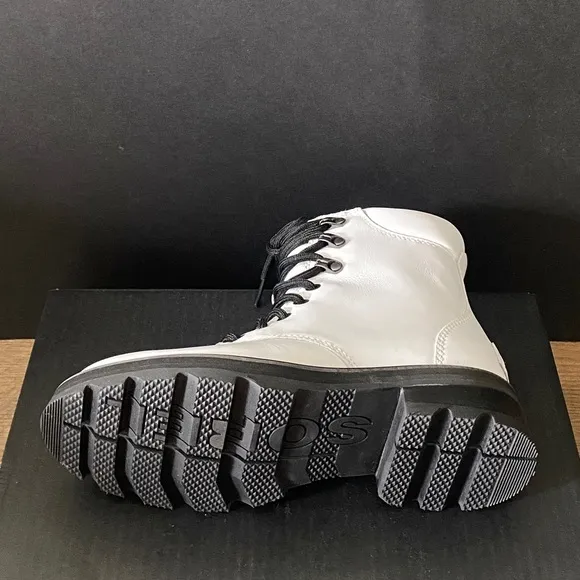 Sorel Lennox White Lace Leather Waterproof Ankle Short Boots Bootie Shoes NEW