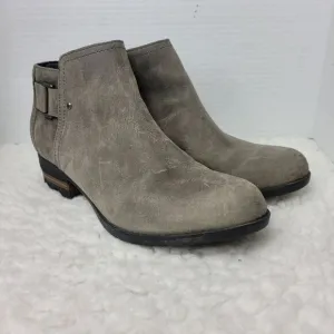 Sorel Lolla Women's Ankle Boots Size 10 Taupe Gray Leather Zip Up NL2267 Bootie