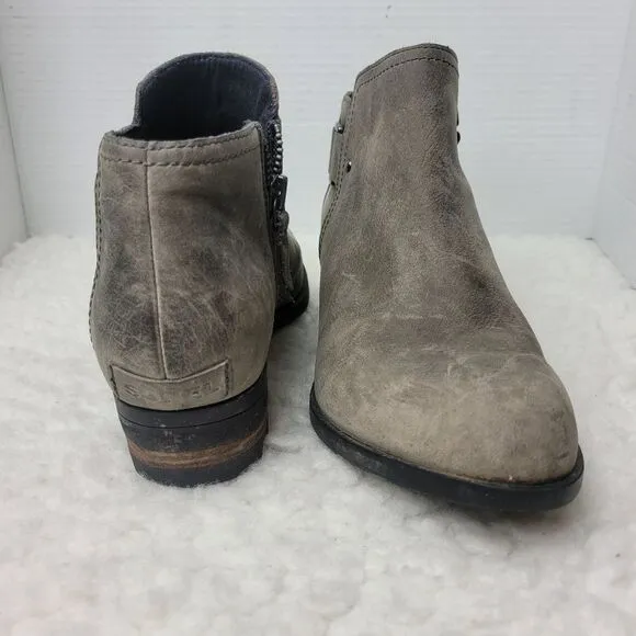 Sorel Lolla Women's Ankle Boots Size 10 Taupe Gray Leather Zip Up NL2267 Bootie