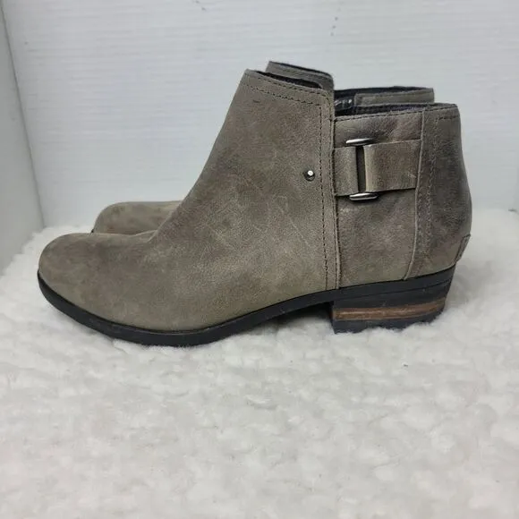 Sorel Lolla Women's Ankle Boots Size 10 Taupe Gray Leather Zip Up NL2267 Bootie