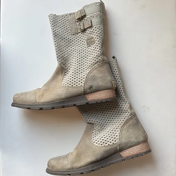 Sorel Major Pull On Perforated Leather &amp; Suede Boots Size 11