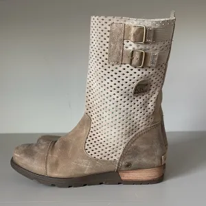 Sorel Major Pull On Perforated Leather &amp; Suede Boots Size 11