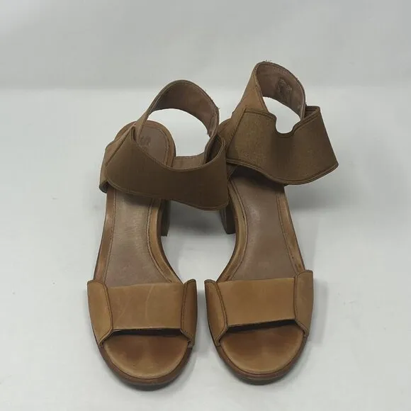 Sorel 'Nadia' block heel sandals 9 tan leather women