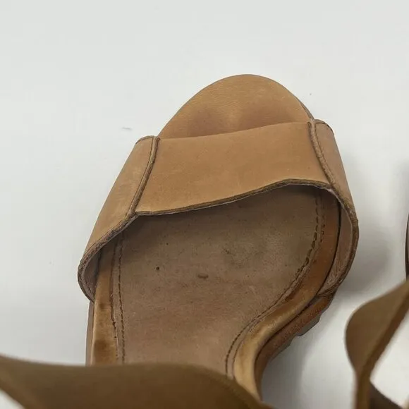 Sorel 'Nadia' block heel sandals 9 tan leather women