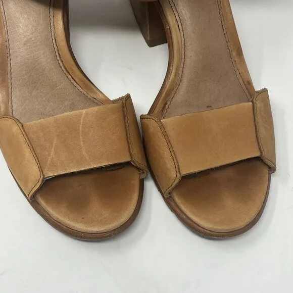 Sorel 'Nadia' block heel sandals 9 tan leather women