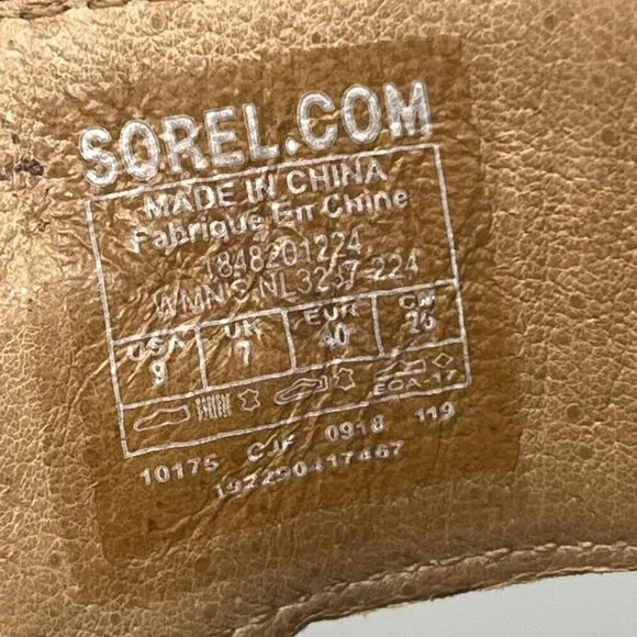 Sorel 'Nadia' block heel sandals 9 tan leather women