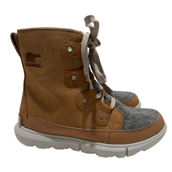 SOREL New $154 Explorer Next Joan Waterproof Tawny Brown Gray Size W 7