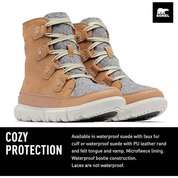 SOREL New $154 Explorer Next Joan Waterproof Tawny Brown Gray Size W 7