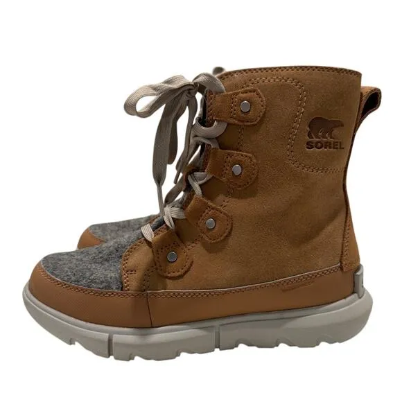 SOREL New $154 Explorer Next Joan Waterproof Tawny Brown Gray Size W 7