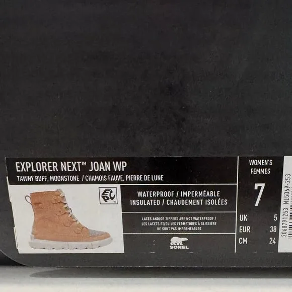 SOREL New $154 Explorer Next Joan Waterproof Tawny Brown Gray Size W 7